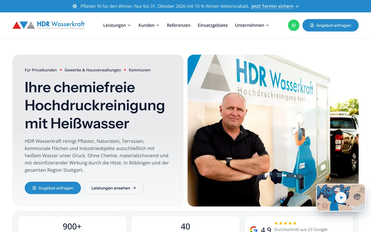 Von newcreation gestaltete Webseite von HDR Wasserkraft: Startseite mit Inhaber Zoltan Guttmann
